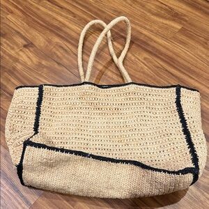 Eileen Fisher Mar Y Sol Stylish Tan and Black Woven Tote Bag